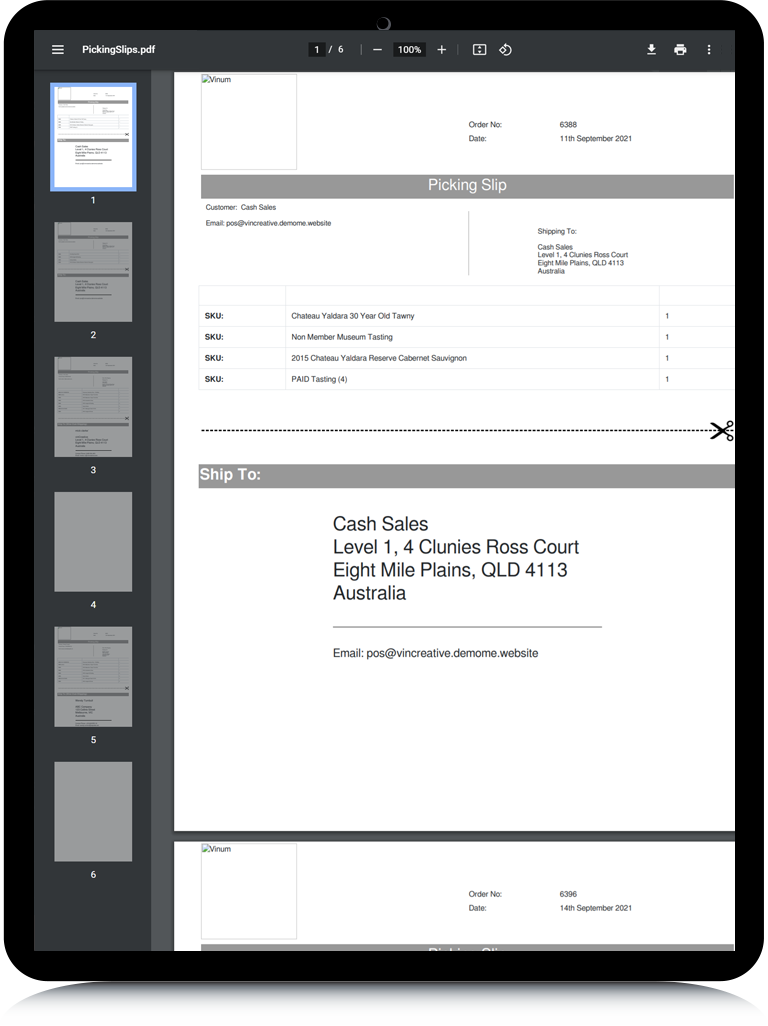 multisite picking slips ipad